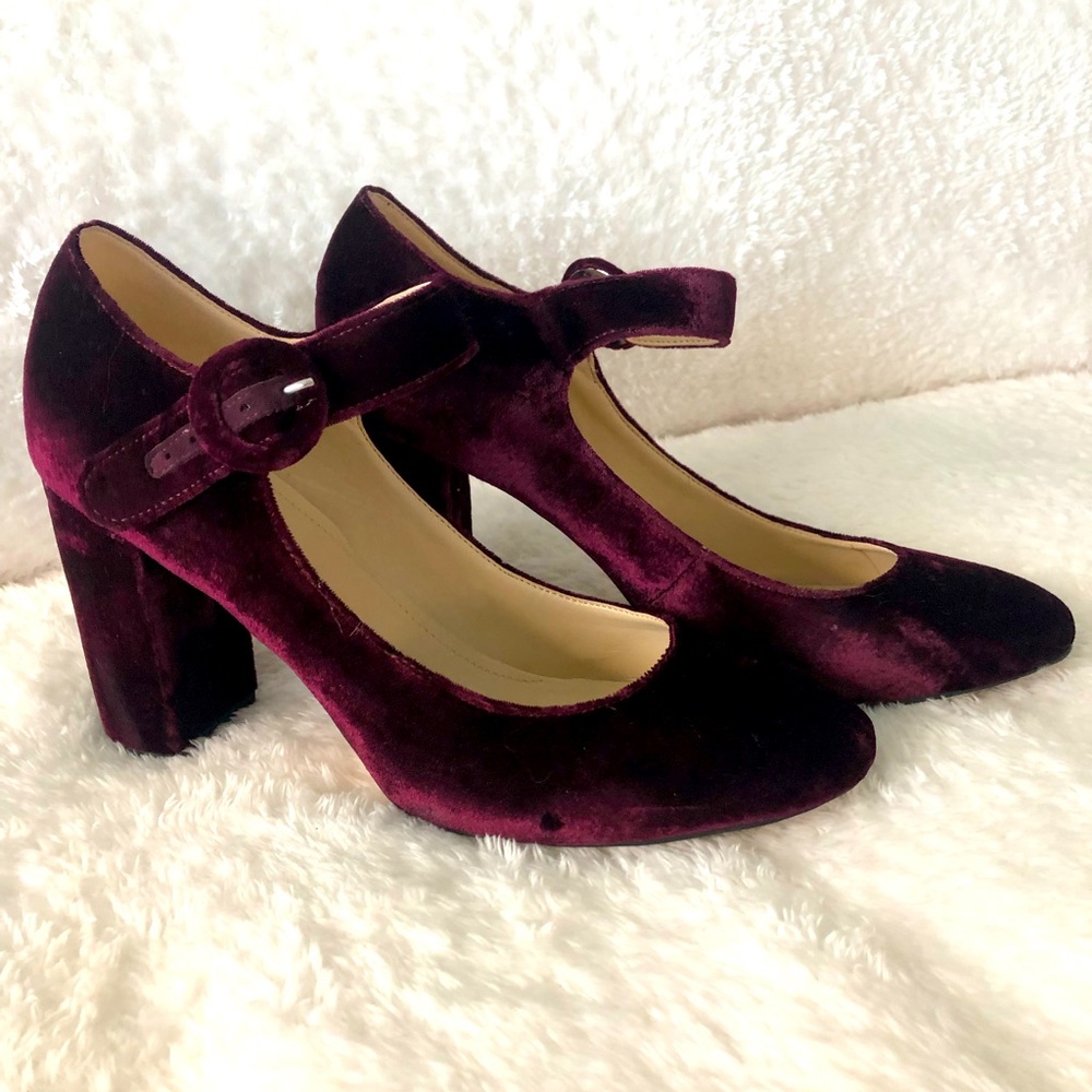 Adorable velvet chunky heel Mary Janes size 9